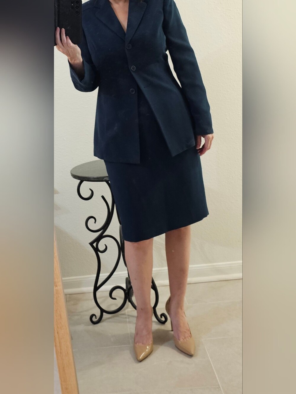Le Suit Teal Women's Blazer and Skirt Set